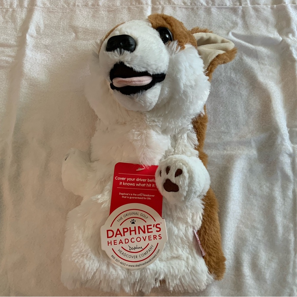 New Daphne’s Headcovers Welsh Corgi Dog W Paws Stuffed Plush Golf Club HeadCover